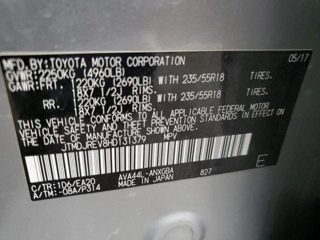 JTMDJREV8HD131379 - 2017 TOYOTA RAV4 HV LIMITED SILVER photo 13