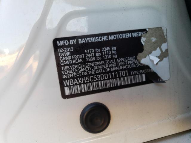 WBAXH5C53DD111701 - 2013 BMW 528 XI WHITE photo 12