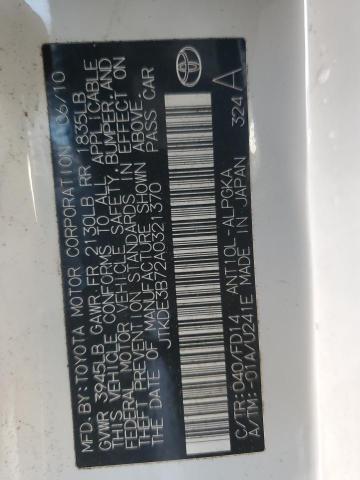 JTKDE3B72A0321370 - 2010 TOYOTA SCION TC თეთრი ფოტო 12