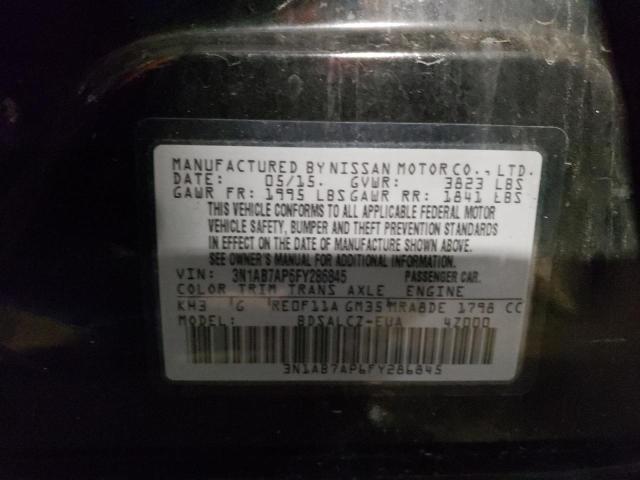 3N1AB7AP6FY286845 - 2015 NISSAN SENTRA S BLACK photo 12