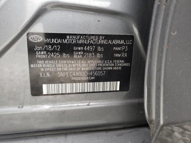 5NPEC4AB0CH456057 - 2012 HYUNDAI SONATA SE GRAY photo 12