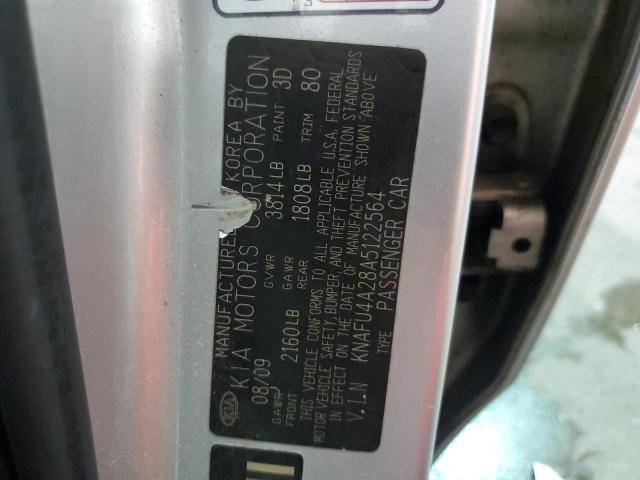 KNAFU4A28A5122564 - 2010 KIA FORTE EX GRAY photo 13