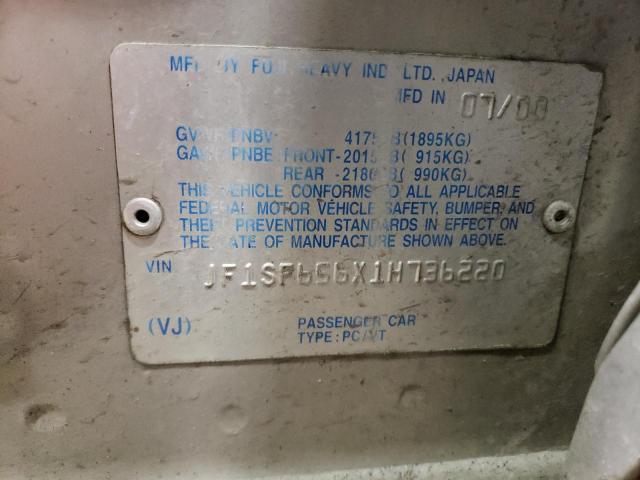 JF1SF656X1H736220 - 2001 SUBARU FORESTER S ვერცხლისფერი ფოტო 12