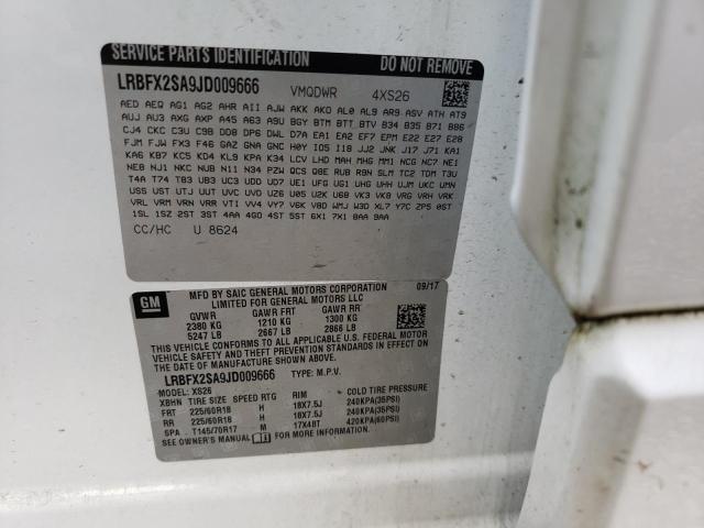 LRBFX2SA9JD009666 - 2018 BUICK ENVISION ESSENCE თეთრი ფოტო 13