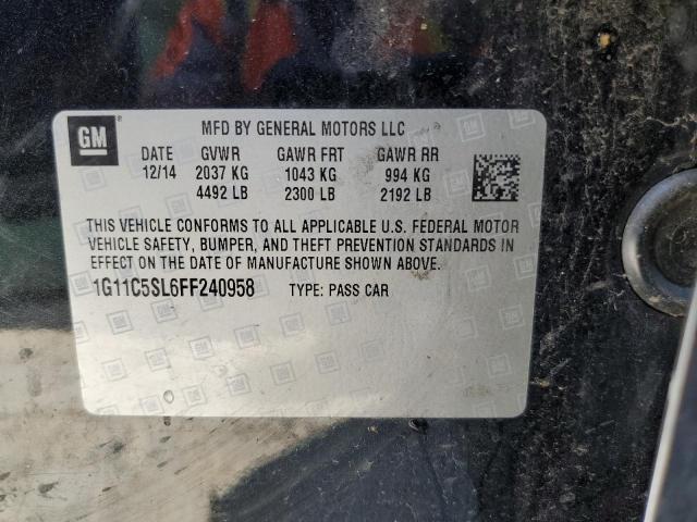 1G11C5SL6FF240958 - 2015 CHEVROLET MALIBU 1LT CHARCOAL photo 12