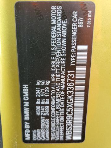 WBS3R9C5XGK336731 - 2016 BMW M4 GOLD photo 13