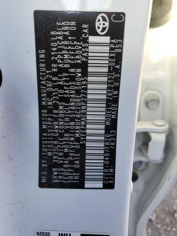 5YFEPMAE9NP277195 - 2022 TOYOTA COROLLA LE თეთრი ფოტო 12