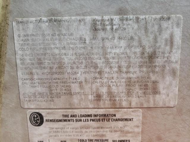 4YDT27R20GT415264 - 2016 PASSPORT TRAVELTRLR TAN photo 10