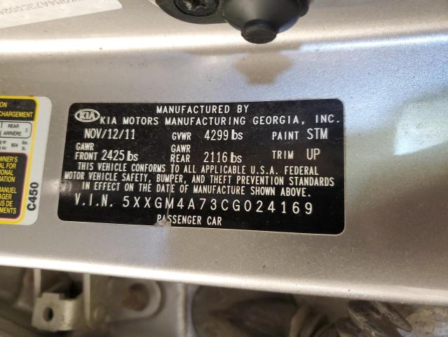 5XXGM4A73CG024169 - 2012 KIA OPTIMA LX SILVER photo 12