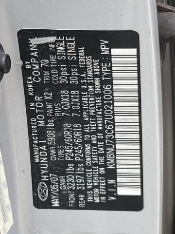 KM8NU73C67U021006 - 2007 HYUNDAI VERACRUZ GLS SILVER photo 13