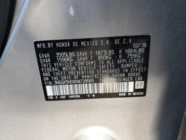 3HGGK5H0XKM728565 - 2019 HONDA FIT EXL SILVER photo 12