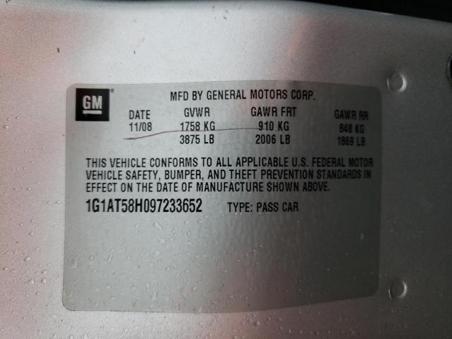 1G1AT58H097233652 - 2009 CHEVROLET COBALT LT SILVER photo 13