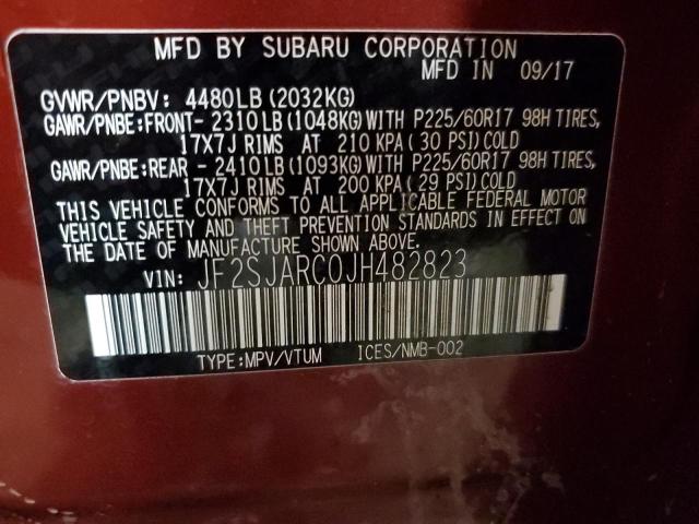 JF2SJARC0JH482823 - 2018 SUBARU FORESTER 2.5I LIMITED RED photo 13