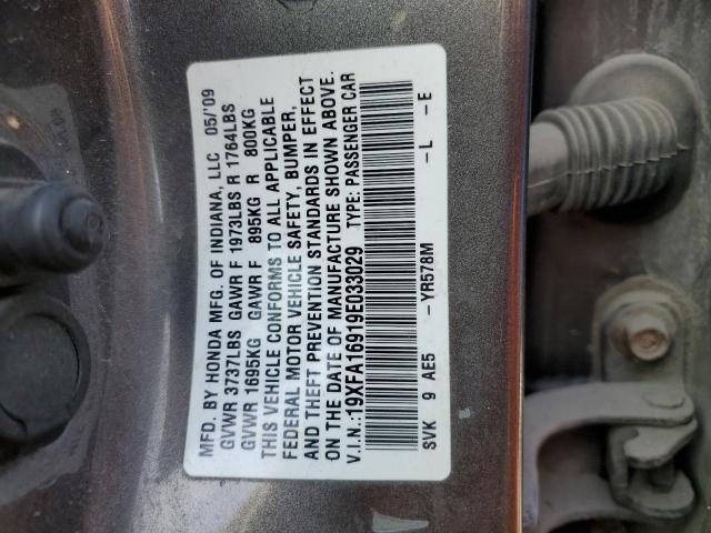 19XFA16919E033029 - 2009 HONDA CIVIC EXL GRAY photo 13