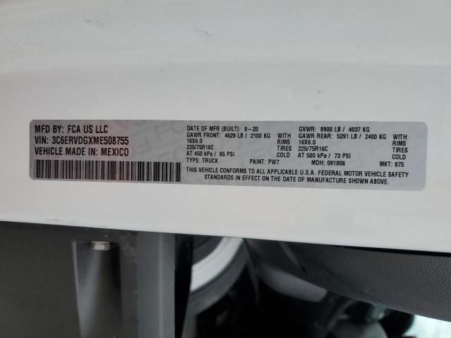 3C6ERVDGXME508755 - 2021 RAM PROMASTER 2500 HIGH თეთრი ფოტო 13