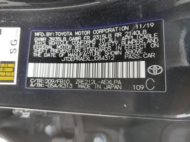 JTDEPRAEXLJ084312 - 2020 TOYOTA COROLLA LE BLACK photo 13