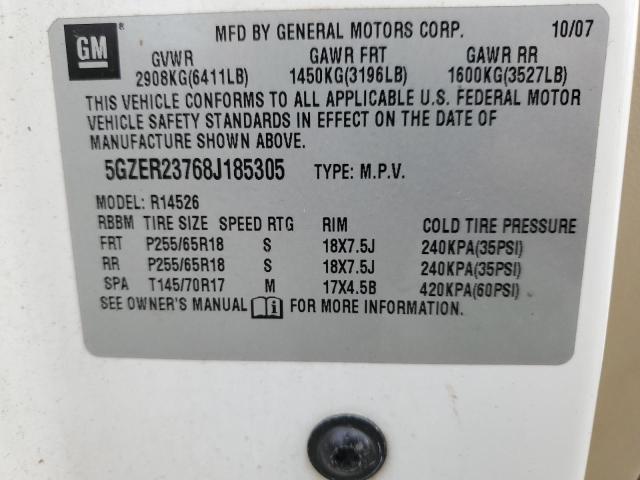 5GZER23768J185305 - 2008 SATURN OUTLOOK XR თეთრი ფოტო 13