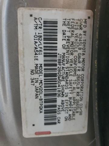 JT8BF28G5W5041836 - 1998 LEXUS ES 300 SILVER photo 12