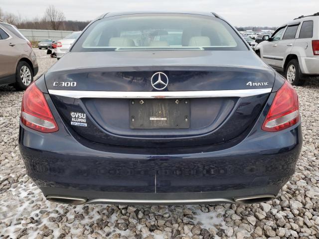 55SWF4KB7FU047534 - 2015 MERCEDES-BENZ C 300 4MATIC BLUE photo 6