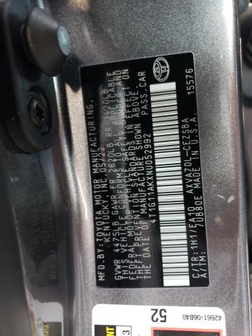 4T1G11AKXNU052992 - 2022 TOYOTA CAMRY SE GRAY photo 12