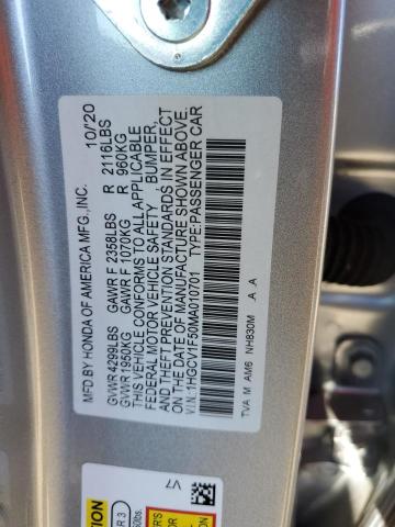 1HGCV1F50MA010701 - 2021 HONDA ACCORD EXL SILVER photo 12