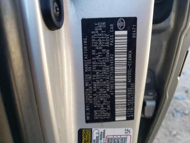 4T1BE32K75U614582 - 2005 TOYOTA CAMRY LE SILVER photo 13