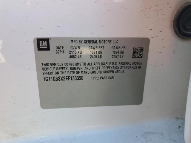 1G11G5SX2FF133350 - 2015 CHEVROLET MALIBU LTZ თეთრი ფოტო 13