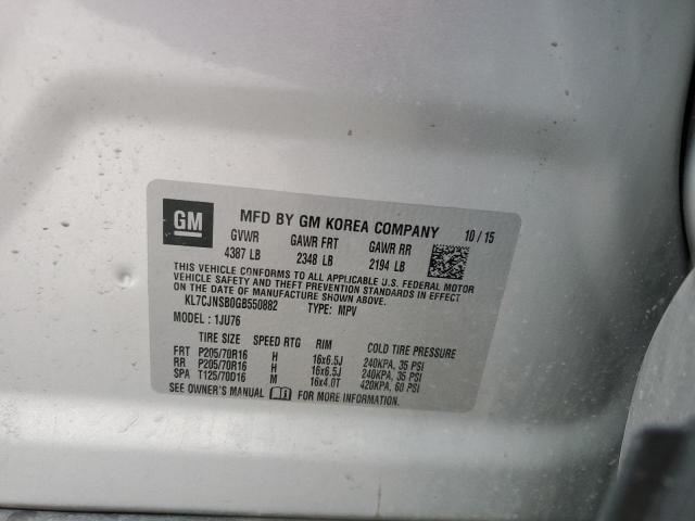 KL7CJNSB0GB550882 - 2016 CHEVROLET TRAX LS SILVER photo 13