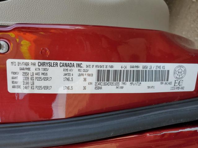 2C4RC1BGXER351655 - 2014 CHRYSLER TOWN & COU TOURING RED photo 13