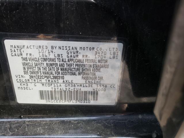 3N1CE2CP9FL390310 - 2015 NISSAN VERSA NOTE S BLACK photo 13