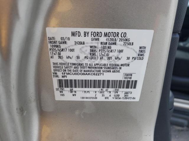 1FMCU0DG9AKC62271 - 2010 FORD ESCAPE XLT TAN photo 13