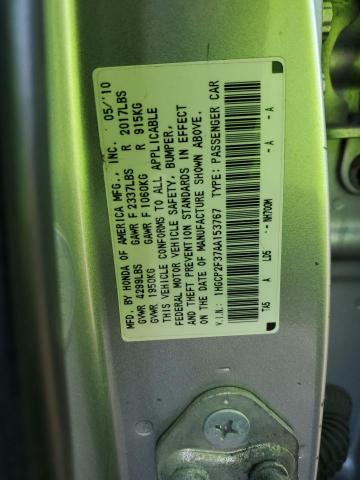 1HGCP2F37AA153767 - 2010 HONDA ACCORD LX SILVER photo 12