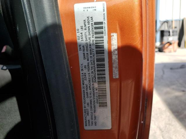 3VWRG3AGXAM019277 - 2010 VOLKSWAGEN NEW BEETLE ORANGE photo 12