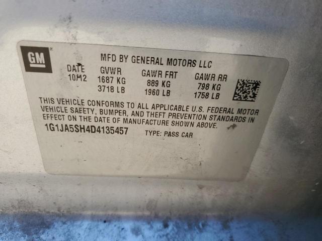 1G1JA5SH4D4135457 - 2013 CHEVROLET SONIC LS SILVER photo 12