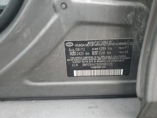 5NPEB4AC6DH580105 - 2013 HYUNDAI SONATA GLS GRAY photo 12