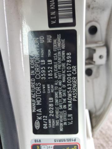 KNADM5A30D6107898 - 2013 KIA RIO LX WHITE photo 13