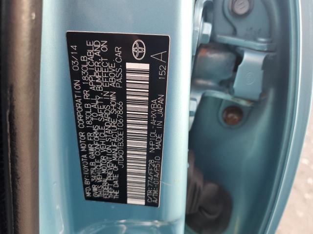 JTDKDTB30E1067866 - 2014 TOYOTA PRIUS C TURQUOISE photo 12