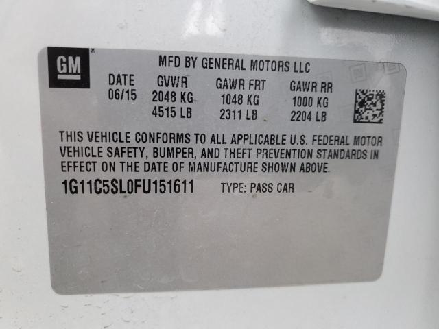 1G11C5SL0FU151611 - 2015 CHEVROLET MALIBU 1LT Weiß Foto 12