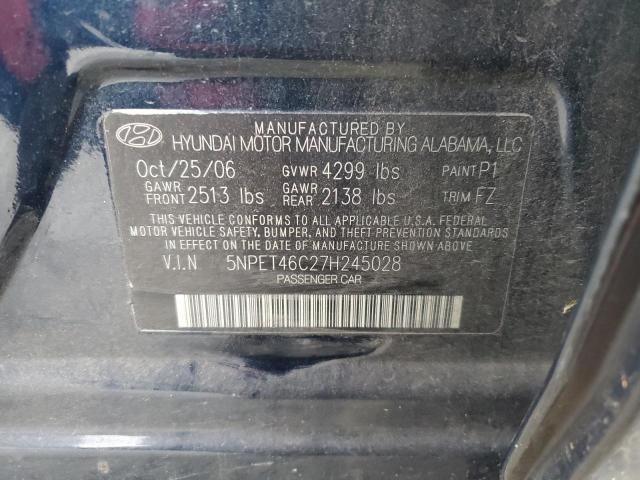 5NPET46C27H245028 - 2007 HYUNDAI SONATA GLS BLUE photo 13