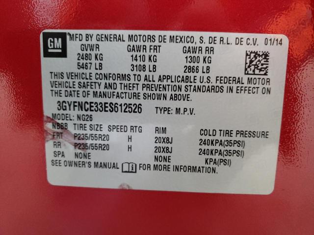 3GYFNCE33ES612526 - 2014 CADILLAC SRX PERFORMANCE COLLECTION Қызыл фото 12