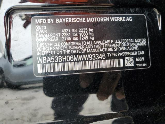 WBA53BH06MWW93346 - 2021 BMW 530 I BLACK photo 12