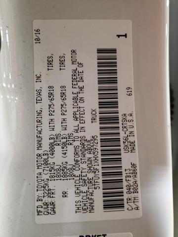 5TFUY5F1XHX597295 - 2017 TOYOTA TUNDRA DOUBLE CAB SR/SR5 WHITE photo 12