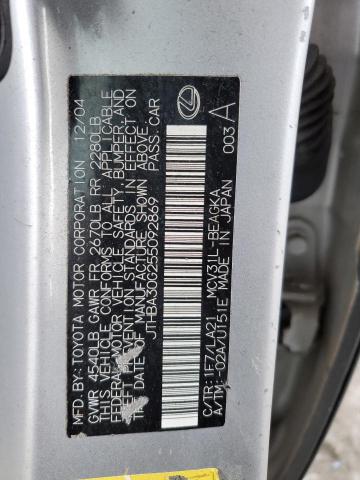 JTHBA30G255092869 - 2005 LEXUS ES 330 SILVER photo 12