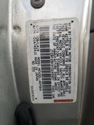 JT2BF28K9Y0245957 - 2000 TOYOTA CAMRY LE SILVER photo 12