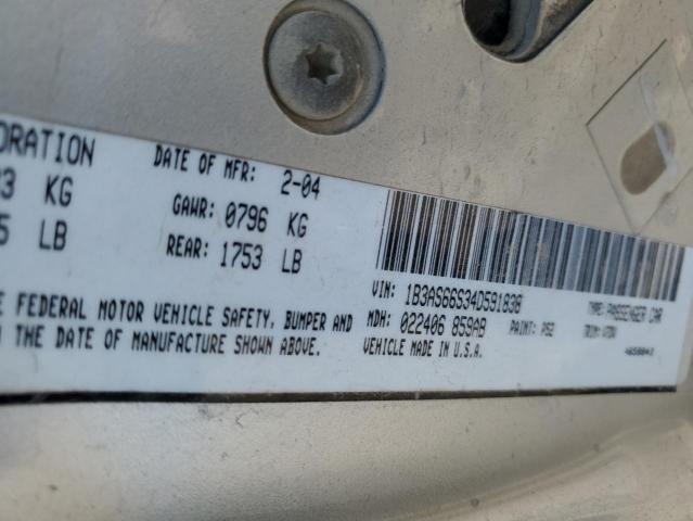 1B3AS66S34D591838 - 2004 DODGE NEON SRT-4 SILVER photo 12