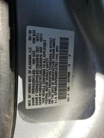 5FNRL3H29AB014763 - 2010 HONDA ODYSSEY LX SILVER photo 13