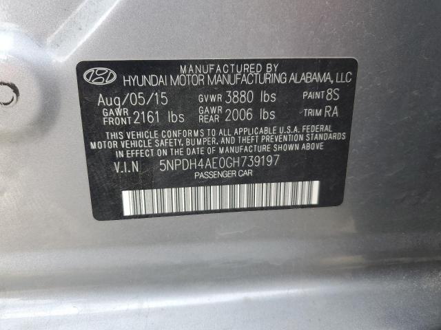 5NPDH4AE0GH739197 - 2016 HYUNDAI ELANTRA SE SILVER photo 12