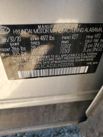 5NMS3CAD3LH222295 - 2020 HYUNDAI SANTA FE SEL GRAY photo 14