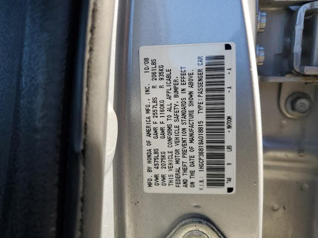 1HGCP36819A018815 - 2009 HONDA ACCORD EXL SILVER photo 13