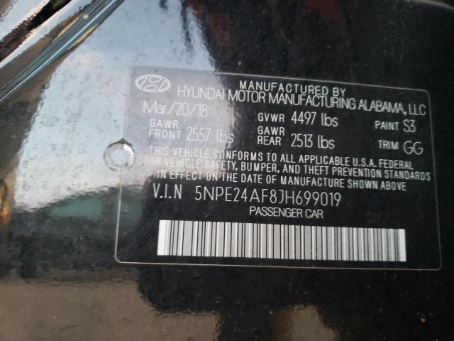 5NPE24AF8JH699019 - 2018 HYUNDAI SONATA SE BLACK photo 12